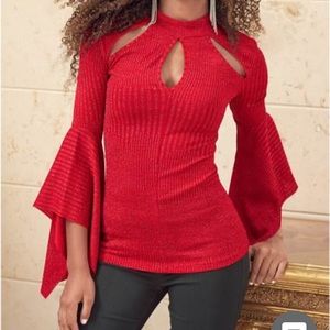 Ladies, NWOT, dressy top, size large, sparkly red in color, purchased from Venus